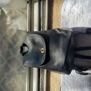 LEATHER Vintage Coach backpack in navy blue